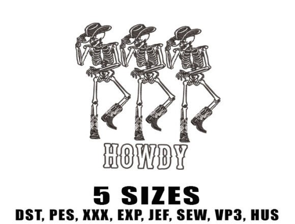 Cowboy Skeleton Embroidery Design Review for Small Business Merch