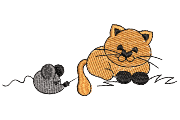 Cute Cat and Mouse Embroidery Design Review for Apparel Projects