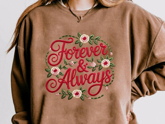 Embroidery Quote Romantic Hand-Stitched for Boutique Sweatshirts