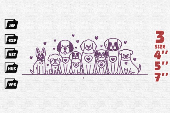 Family Dog Embroidery for Seasonal and Holiday Creations