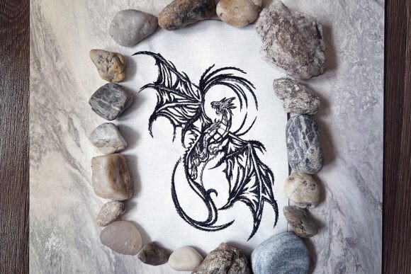 Gothic Dragon Machine Embroidery for Seasonal Appeal