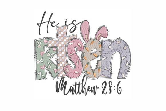He Is Risen Embroidery Design for Easter