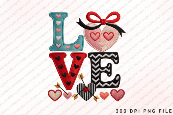 Love Valentine Embroidery PNG Design Review for Real Projects