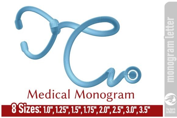 Medical Embroidery Monogram Letter - C
