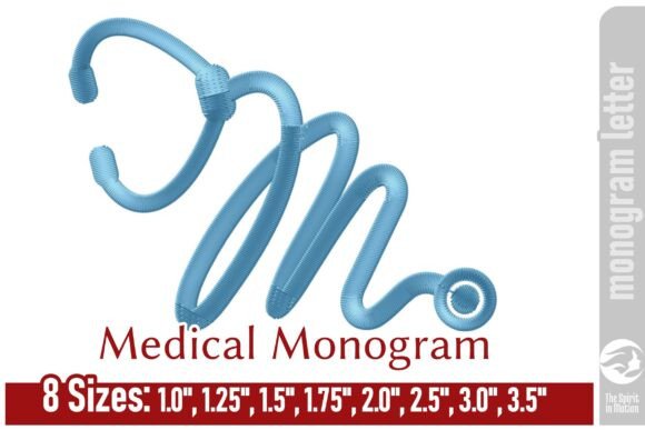 Medical Embroidery Monogram Letter -M