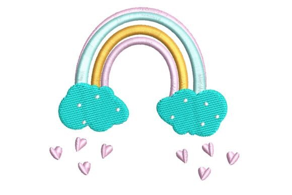 Sweet Pastel Rainbow and Clouds with Hearts Embroidery Design Review